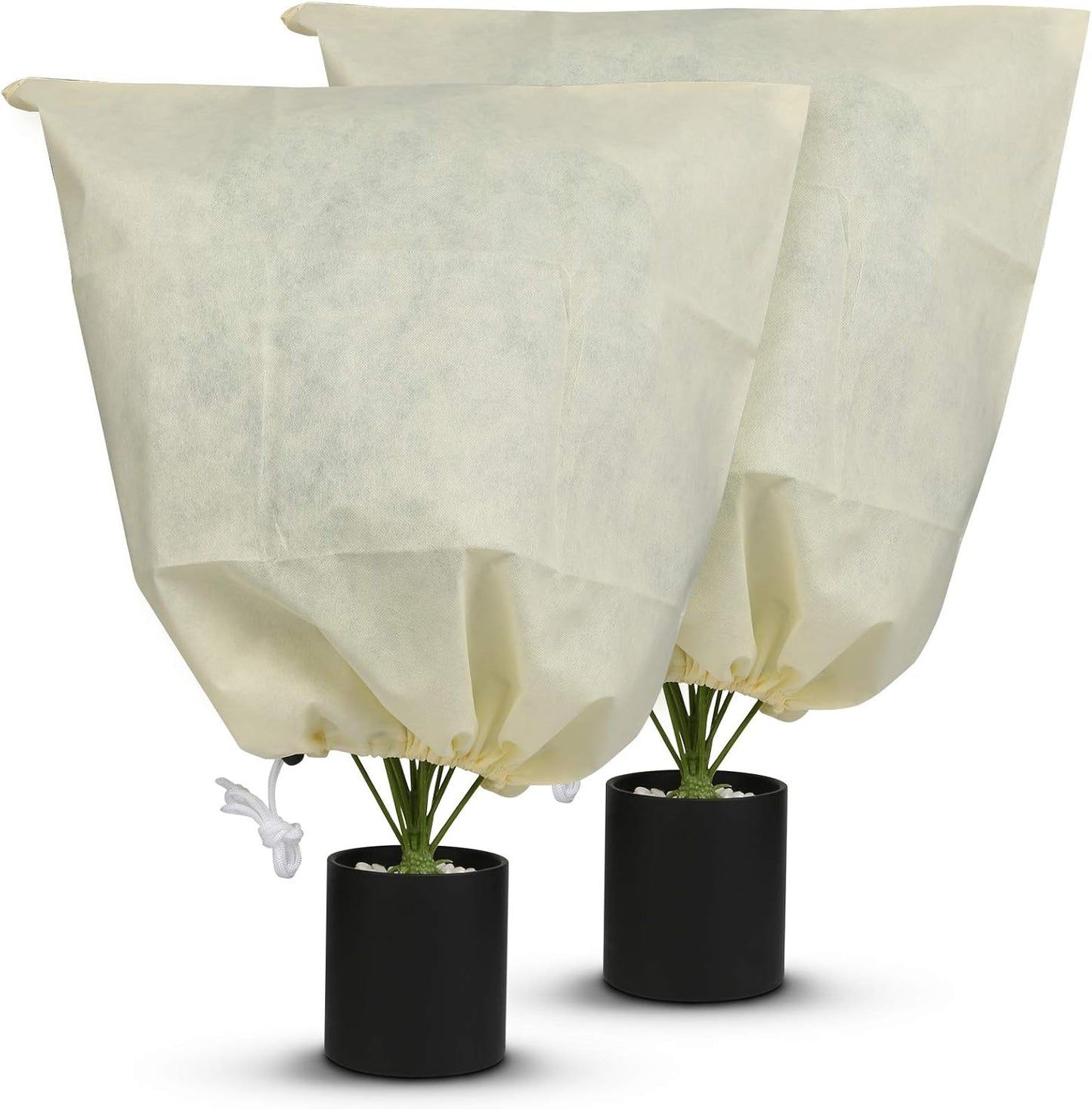 4 Packs 2 Size Plant Covers Freeze Protection, Winter Plant Cover Cold Weather Tree Frost Cloth Warm Blankets Shrub Covers for Outdoor Plant (32''×39''+47''×71'')