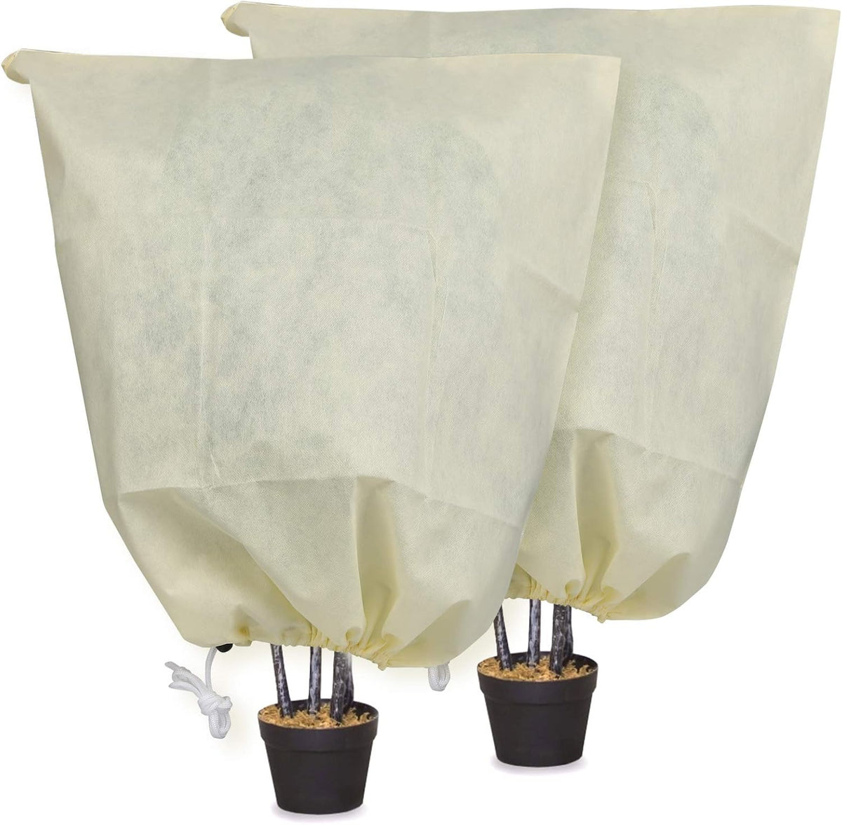 4 Packs 2 Size Plant Covers Freeze Protection, Winter Plant Cover Cold Weather Tree Frost Cloth Warm Blankets Shrub Covers for Outdoor Plant (32''×39''+47''×71'')