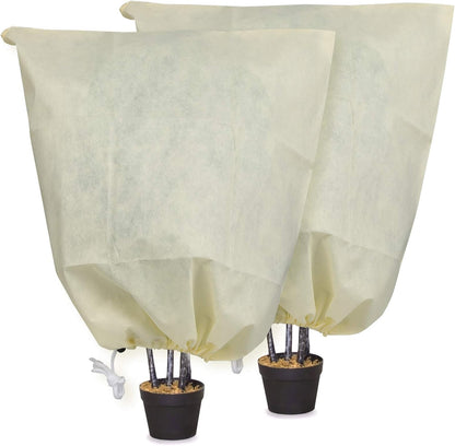 4 Packs 2 Size Plant Covers Freeze Protection, Winter Plant Cover Cold Weather Tree Frost Cloth Warm Blankets Shrub Covers for Outdoor Plant (32''×39''+47''×71'')