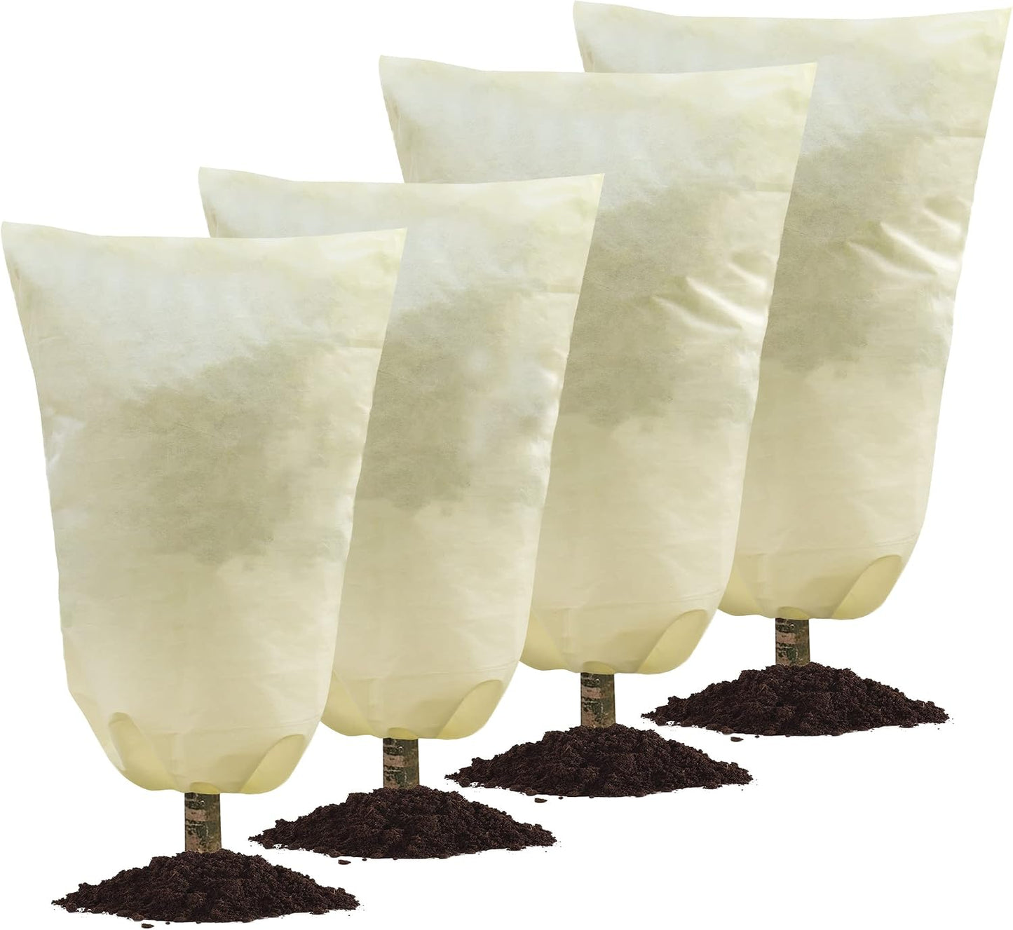 4 Packs 2 Size Plant Covers Freeze Protection, Winter Plant Cover Cold Weather Tree Frost Cloth Warm Blankets Shrub Covers for Outdoor Plant (32''×39''+47''×71'')