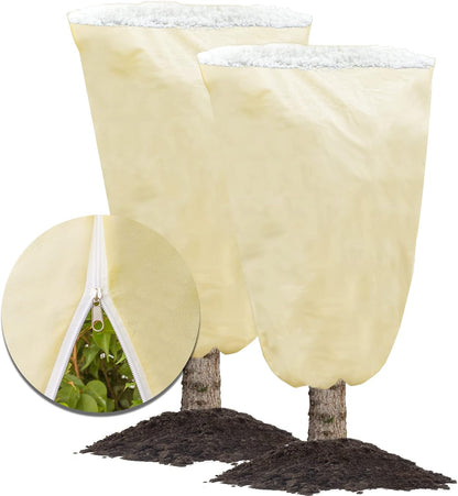 4 Packs 2 Size Plant Covers Freeze Protection, Winter Plant Cover Cold Weather Tree Frost Cloth Warm Blankets Shrub Covers for Outdoor Plant (32''×39''+47''×71'')
