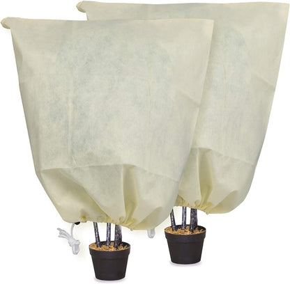 4 Packs 2 Size Plant Covers Freeze Protection, Winter Plant Cover Cold Weather Tree Frost Cloth Warm Blankets Shrub Covers for Outdoor Plant (32''×39''+47''×71'')