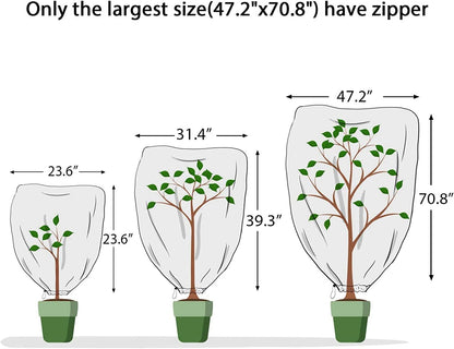 4 Packs 2 Size Plant Covers Freeze Protection, Winter Plant Cover Cold Weather Tree Frost Cloth Warm Blankets Shrub Covers for Outdoor Plant (32''×39''+47''×71'')