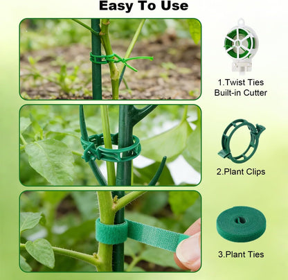 10 Pack Stackable Monstera Plant Support Stakes, Adjustable Climbing Plant Poles for Indoor Outdoor Plants, Durable Green Garden Stakes with Clips and Tape for Pothos, Philodendron, Vines