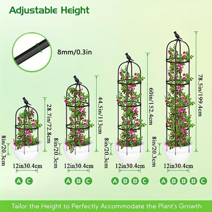 Rustproof Metal Garden Obelisk Trellis for Climbing Plants 6.6FT Round Flower Trellises for Clematis Vine Jasmine Support(XNHBT)