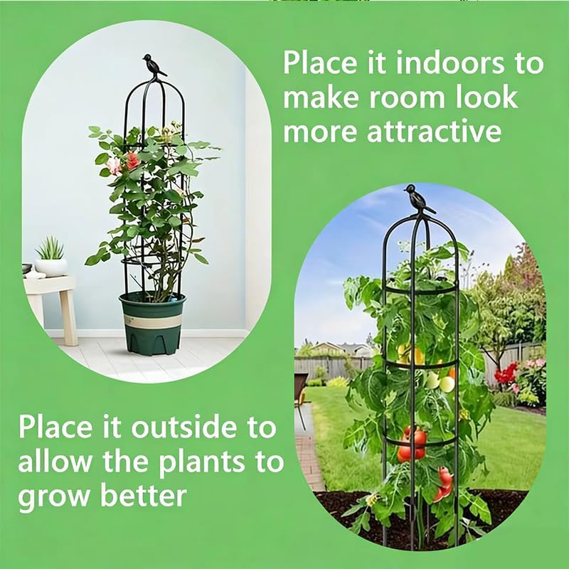 Rustproof Metal Garden Obelisk Trellis for Climbing Plants 6.6FT Round Flower Trellises for Clematis Vine Jasmine Support(XNHBT)