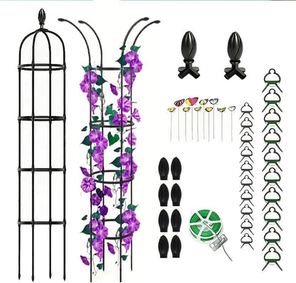 Rustproof Metal Garden Obelisk Trellis for Climbing Plants 6.6FT Round Flower Trellises for Clematis Vine Jasmine Support(XNHBT)