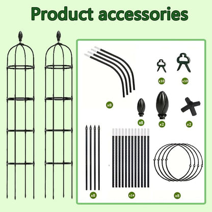 Rustproof Metal Garden Obelisk Trellis for Climbing Plants 6.6FT Round Flower Trellises for Clematis Vine Jasmine Support(XNHBT)