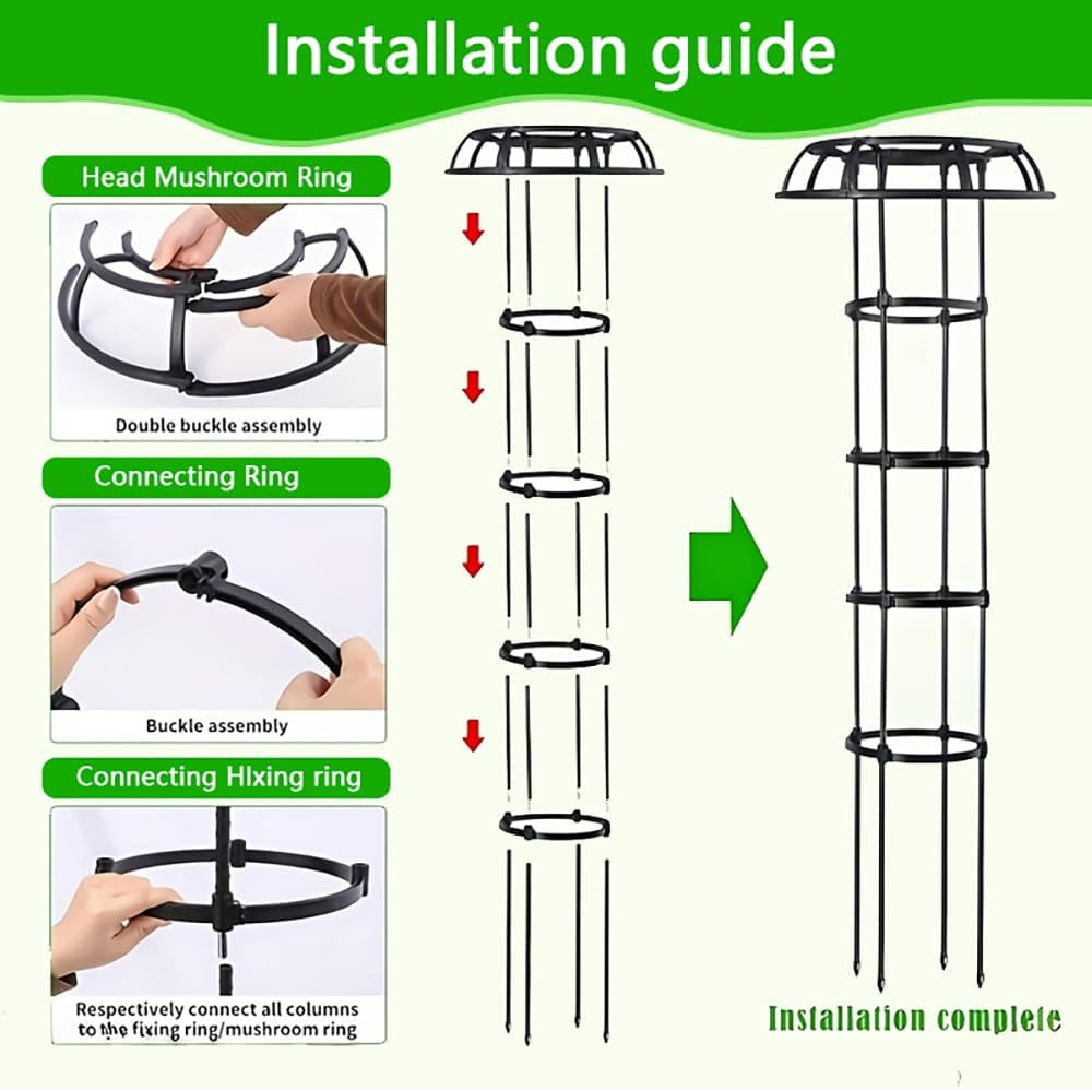 Rustproof Metal Garden Obelisk Trellis for Climbing Plants 6.6FT Round Flower Trellises for Clematis Vine Jasmine Support(XNHBT)