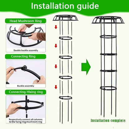 Rustproof Metal Garden Obelisk Trellis for Climbing Plants 6.6FT Round Flower Trellises for Clematis Vine Jasmine Support(XNHBT)