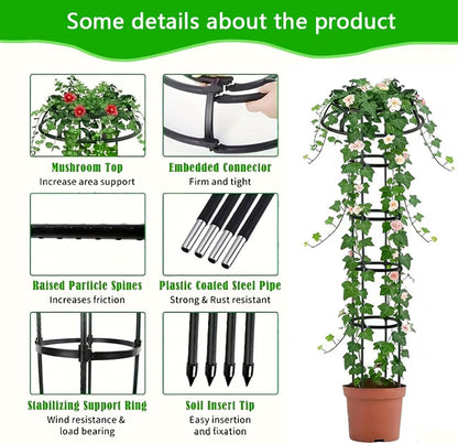 Rustproof Metal Garden Obelisk Trellis for Climbing Plants 6.6FT Round Flower Trellises for Clematis Vine Jasmine Support(XNHBT)