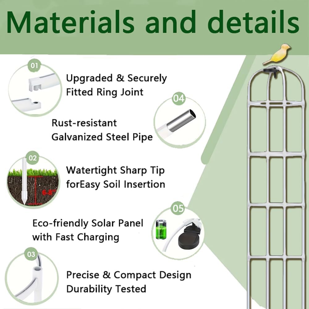 Rustproof Metal Garden Obelisk Trellis for Climbing Plants 6.6FT Round Flower Trellises for Clematis Vine Jasmine Support(XNHBT)