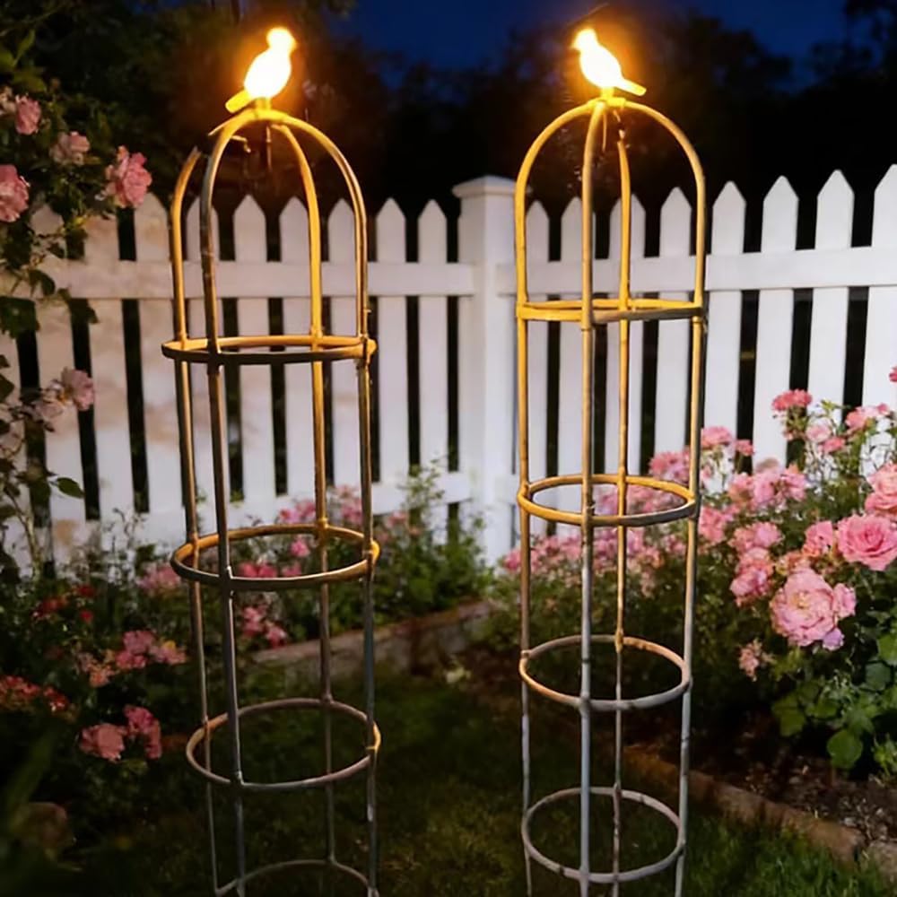 Rustproof Metal Garden Obelisk Trellis for Climbing Plants 6.6FT Round Flower Trellises for Clematis Vine Jasmine Support(XNHBT)