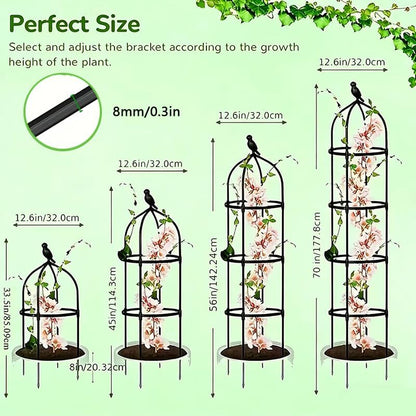 Rustproof Metal Garden Obelisk Trellis for Climbing Plants 6.6FT Round Flower Trellises for Clematis Vine Jasmine Support(XNHBT)