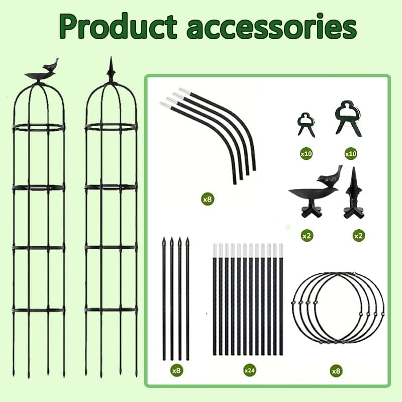 Rustproof Metal Garden Obelisk Trellis for Climbing Plants 6.6FT Round Flower Trellises for Clematis Vine Jasmine Support(XNHBT)