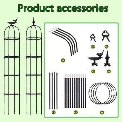Rustproof Metal Garden Obelisk Trellis for Climbing Plants 6.6FT Round Flower Trellises for Clematis Vine Jasmine Support(XNHBT)