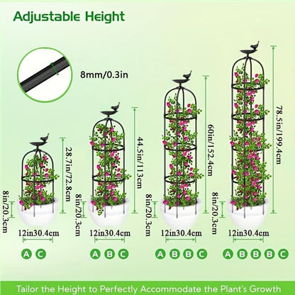 Rustproof Metal Garden Obelisk Trellis for Climbing Plants 6.6FT Round Flower Trellises for Clematis Vine Jasmine Support(XNHBT)