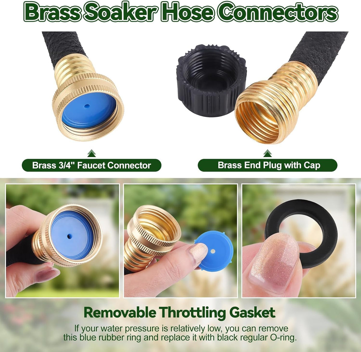 100FT Soaker Hose 1/2" Drip Hose for Garden 80% Water Saving Drip Hose with Brass Connectors Drip Irrigation System Kit for Flower Bed Lawn Garden