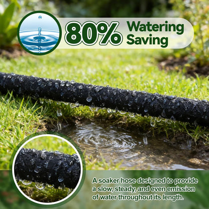 100FT Soaker Hose 1/2" Drip Hose for Garden 80% Water Saving Drip Hose with Brass Connectors Drip Irrigation System Kit for Flower Bed Lawn Garden