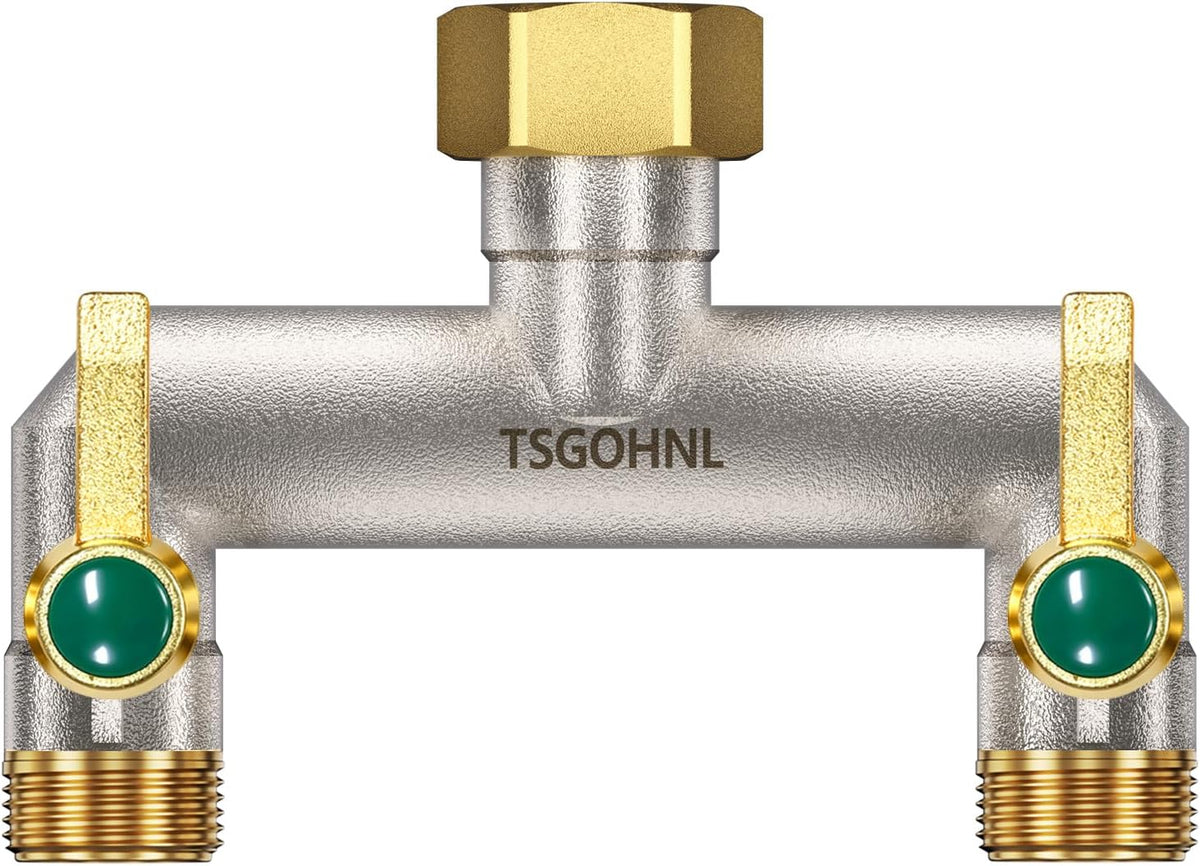 Yayamz 2 Way Garden Hose Splitter, Heavy Duty Brass Hose Splitter