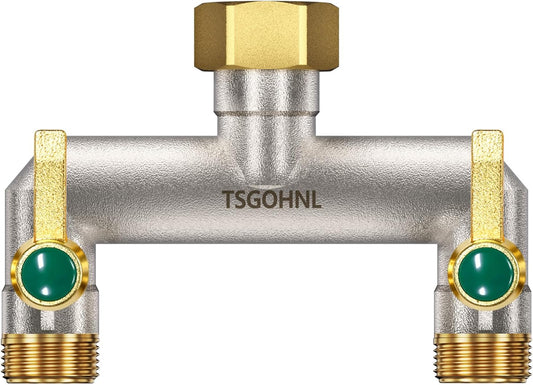 Yayamz 2 Way Garden Hose Splitter, Heavy Duty Brass Hose Splitter