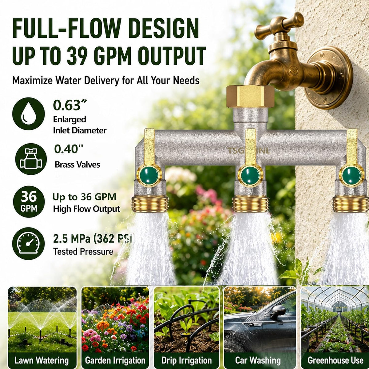 Yayamz 2 Way Garden Hose Splitter, Heavy Duty Brass Hose Splitter