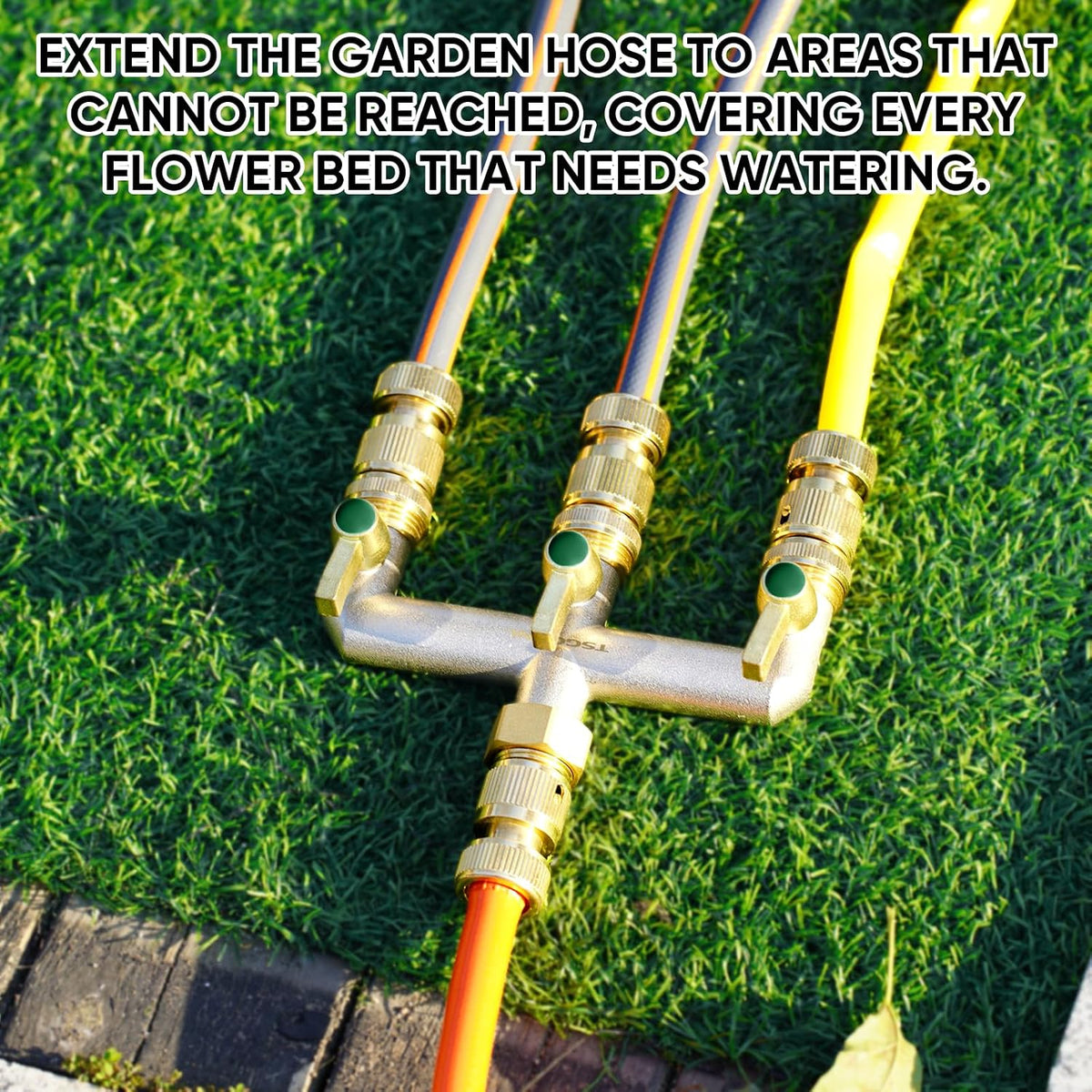 Yayamz 2 Way Garden Hose Splitter, Heavy Duty Brass Hose Splitter
