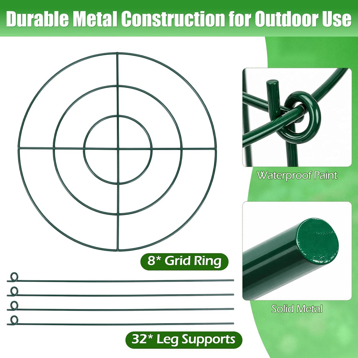 8 Pack Peony Cages and Supports, 11.5 x 20 Inch Plant Support Cage Set