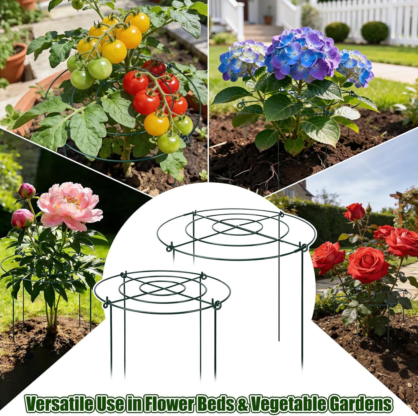 8 Pack Peony Cages and Supports, 11.5 x 20 Inch Plant Support Cage Set