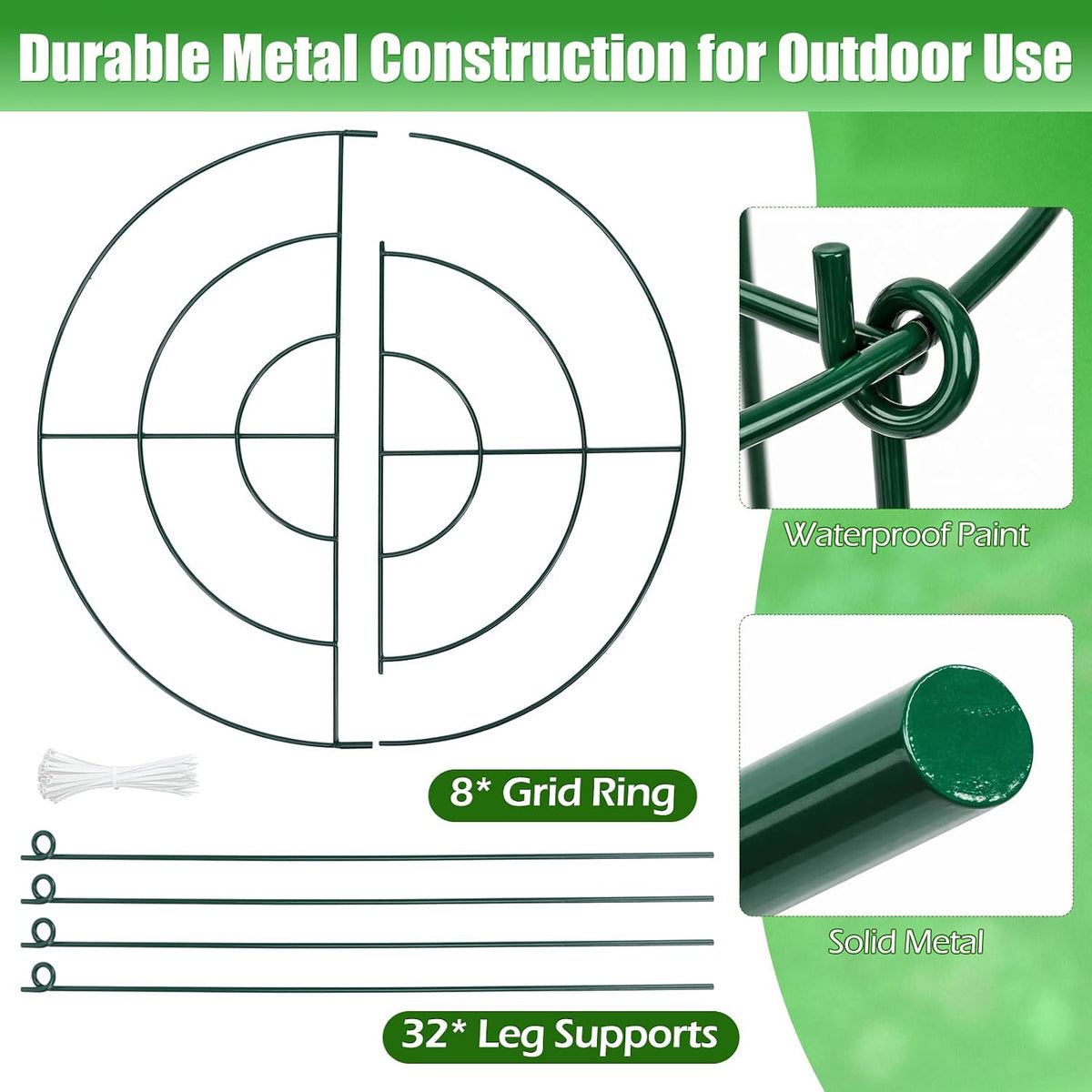 8 Pack Peony Cages and Supports, 11.5 x 20 Inch Plant Support Cage Set