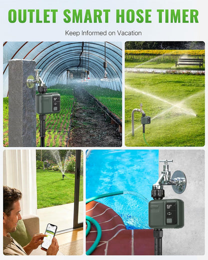 WiFi Water Timer for Garden Hose, Sprinkler Timer 4 Zone, Smart Hose Water with WiFi Irrigation Controller,Voice Control RF433 Automatic Irrigation System/Rain Delay/Manual Watering D34WT06