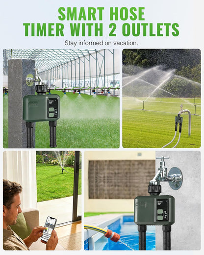 WiFi Water Timer for Garden Hose, Sprinkler Timer 4 Zone, Smart Hose Water with WiFi Irrigation Controller,Voice Control RF433 Automatic Irrigation System/Rain Delay/Manual Watering D34WT06