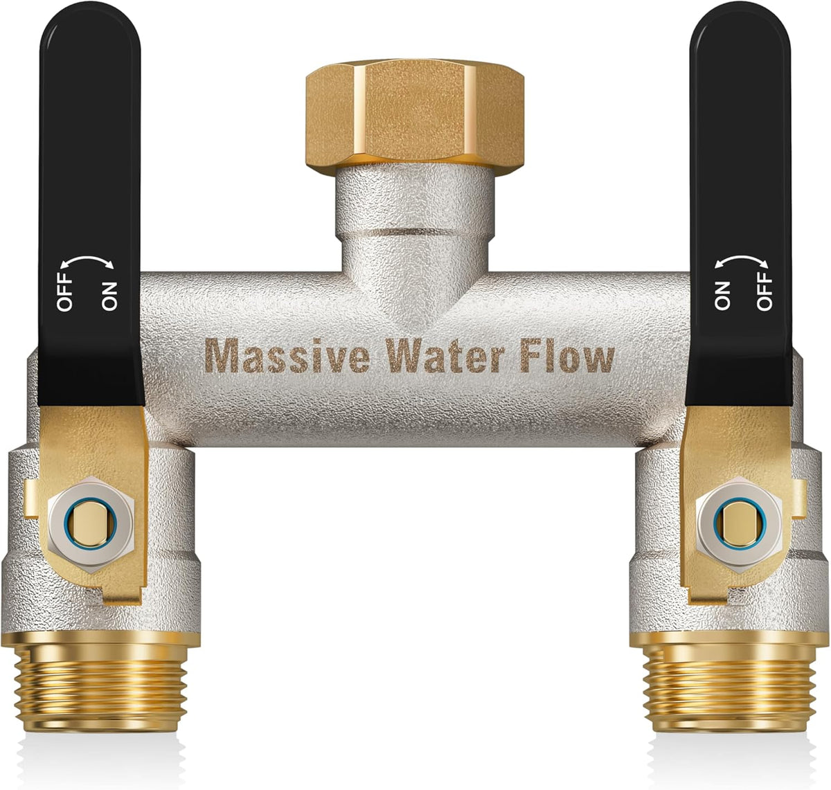 Hose Splitter 2 Way Heavy Duty, Brass Garden Hose Splitter