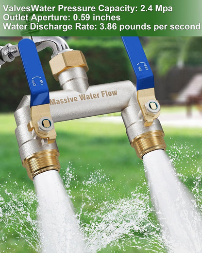 Hose Splitter 2 Way Heavy Duty, Brass Garden Hose Splitter
