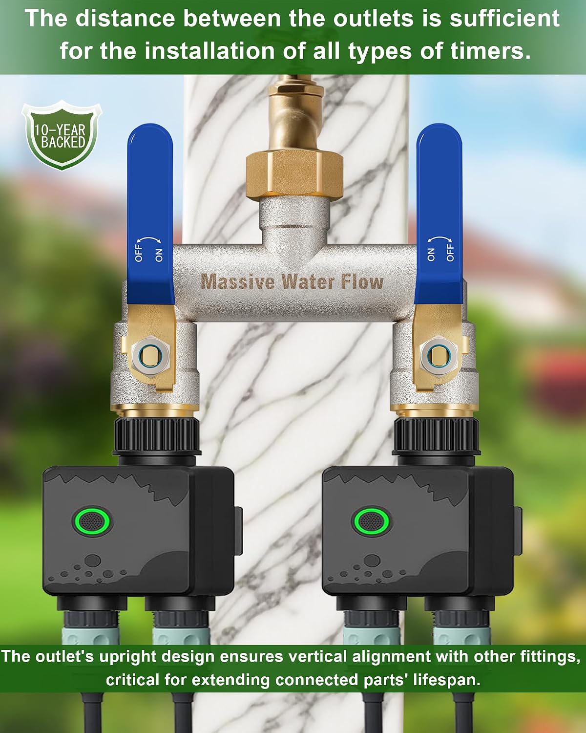 Hose Splitter 2 Way Heavy Duty, Brass Garden Hose Splitter