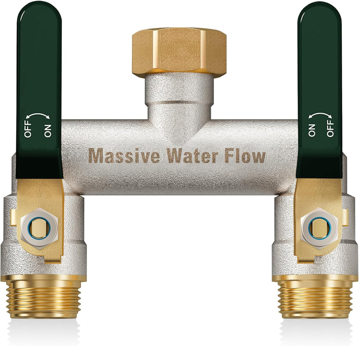 Hose Splitter 2 Way Heavy Duty, Brass Garden Hose Splitter