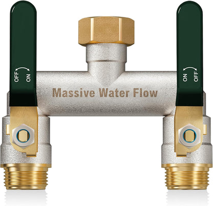 Hose Splitter 2 Way Heavy Duty, Brass Garden Hose Splitter