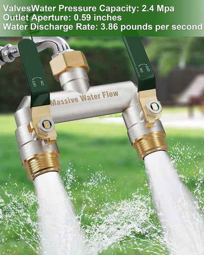 Hose Splitter 2 Way Heavy Duty, Brass Garden Hose Splitter