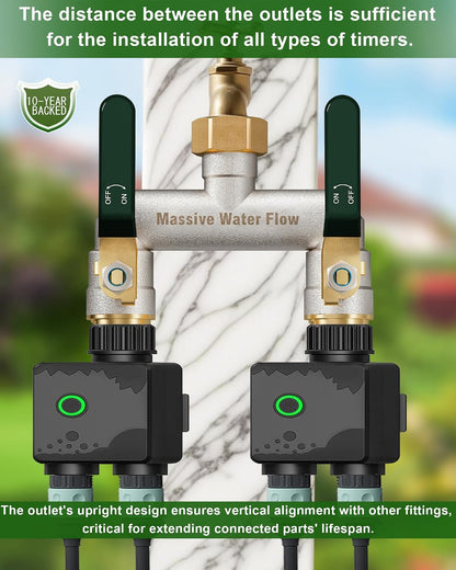 Hose Splitter 2 Way Heavy Duty, Brass Garden Hose Splitter