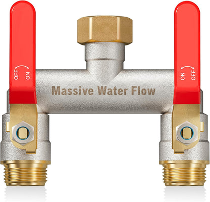 Hose Splitter 2 Way Heavy Duty, Brass Garden Hose Splitter