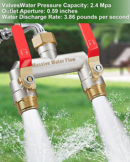 Hose Splitter 2 Way Heavy Duty, Brass Garden Hose Splitter