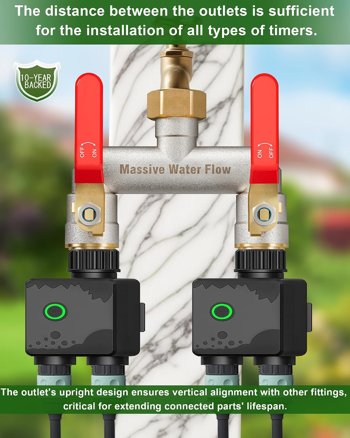 Hose Splitter 2 Way Heavy Duty, Brass Garden Hose Splitter