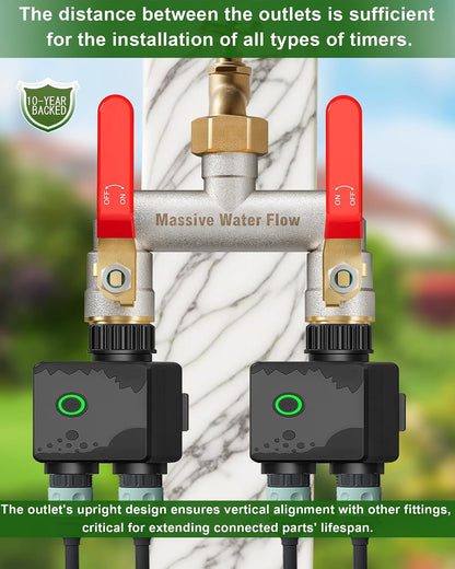 Hose Splitter 2 Way Heavy Duty, Brass Garden Hose Splitter