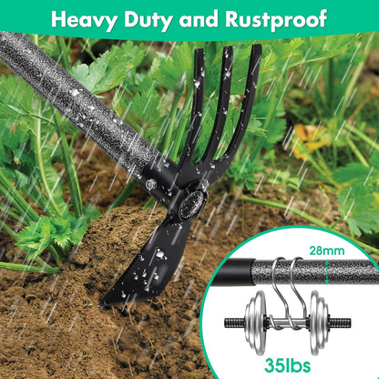 Hoe Garden Tool,45 Inch Long Garden Hoe and Cultivator, Garden Hand Tiller with Long Handle,Heavy Duty Garden Tools Hoe Cultivator for Gardening,Weeding, Tilling,Lossening Soil,Planting