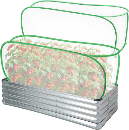 2 Pack Garden Netting Covers, 3.9X2FT Raised Bed Plant Netting, 10 Stakes