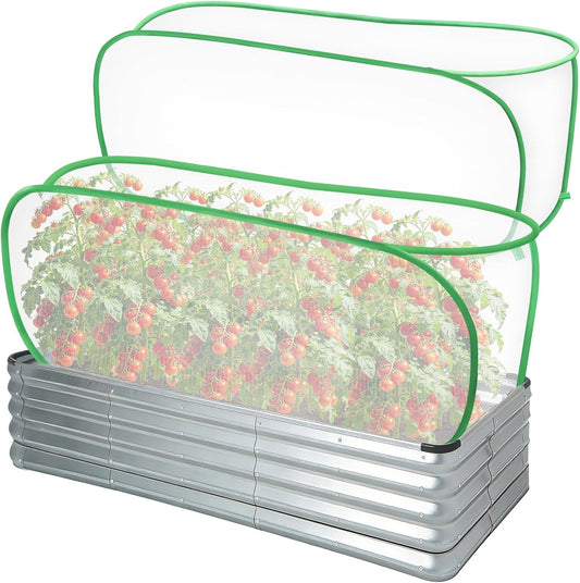 2 Pack Garden Netting Covers, 3.9X2FT Raised Bed Plant Netting, 10 Stakes