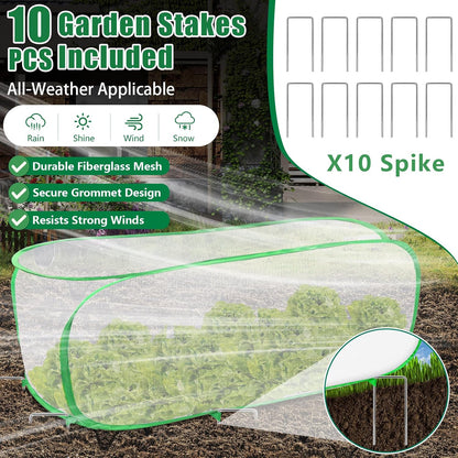 2 Pack Garden Netting Covers, 3.9X2FT Raised Bed Plant Netting, 10 Stakes