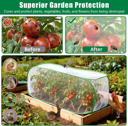 2 Pack Garden Netting Covers, 3.9X2FT Raised Bed Plant Netting, 10 Stakes