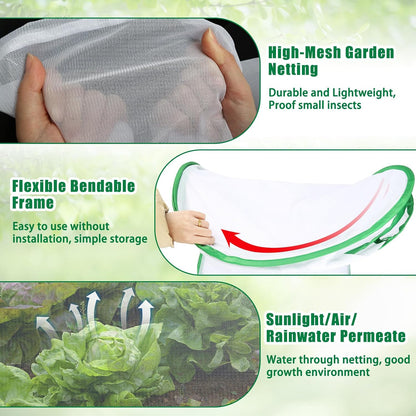 2 Pack Garden Netting Covers, 3.9X2FT Raised Bed Plant Netting, 10 Stakes