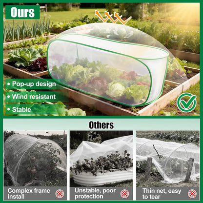 2 Pack Garden Netting Covers, 3.9X2FT Raised Bed Plant Netting, 10 Stakes
